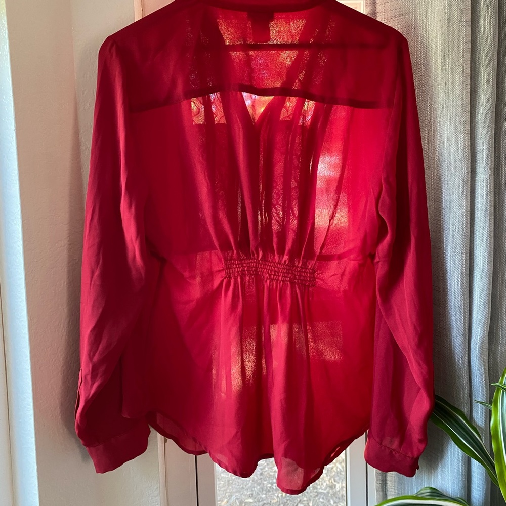 Torrid Long Sleeve Red Blouse Size L - Picture 7 of 8